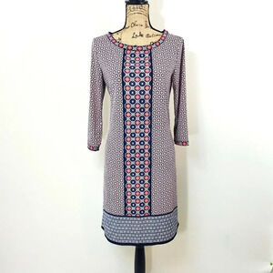MAX STUDIO Women's Classic Geometric Medallion Shift Shirt Dress Size Medium
